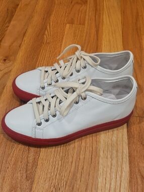 Sofie D'Hoore White Leather Sneakers with Red Soles